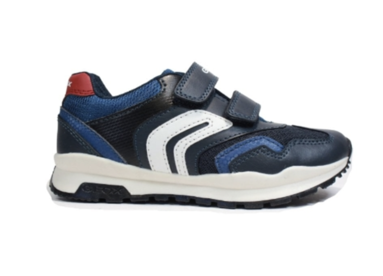 Geox J Pavel Navy Red Trainers