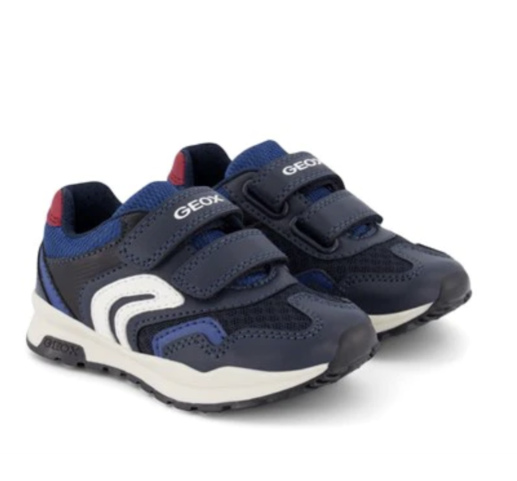 Geox J Pavel Navy Red Trainers