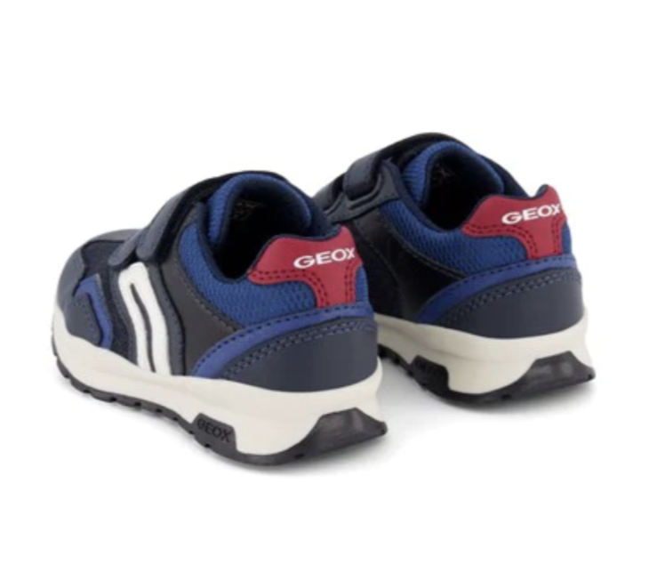 Geox J Pavel Navy Red Trainers