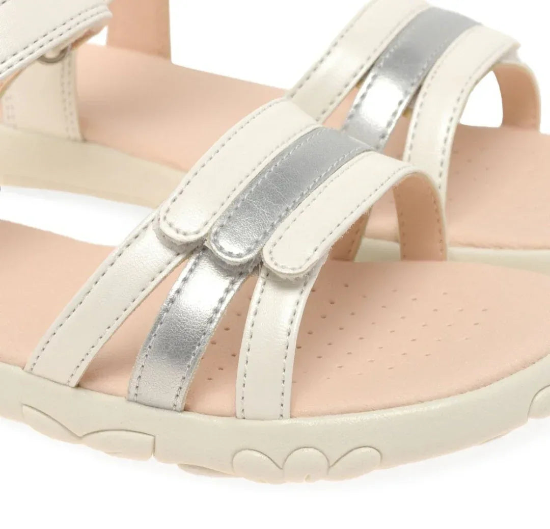 Geox J S Haiti White Silver Junior Sandals - Emmanuelle Marshall Children's Shoes