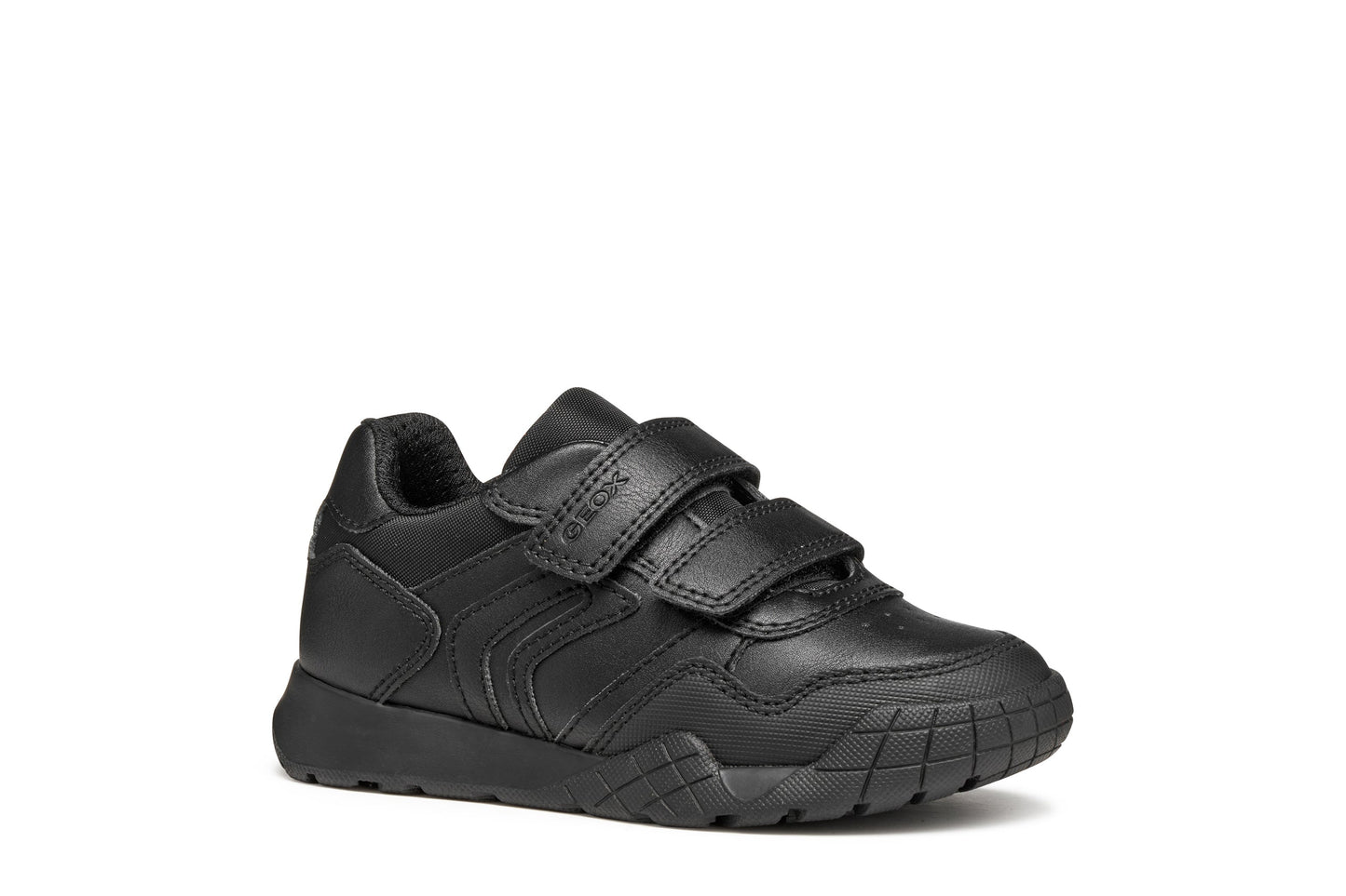 Geox J Ranne Black Velcro Strap Boys Trainers