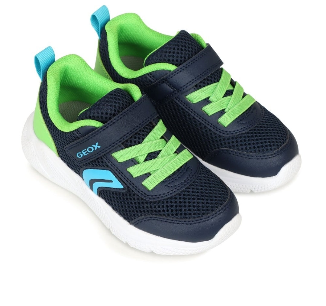 Geox J Sprintye Navy Lime Junior Trainers Emmanuelle Marshall Children's Shoes