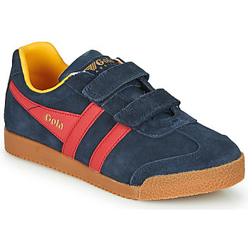 (Sale) Gola Harrier Navy / Red / Sun Suede Strap Trainers