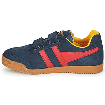 Gola Harrier Navy Red Sun Suede Kids Trainers