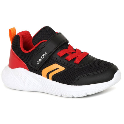 Geox J Sprintye Black Red Velcro Junior Trainers