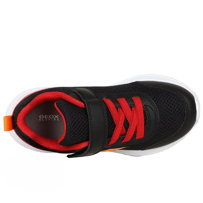 Geox J Sprintye Black Red Velcro Junior Trainers