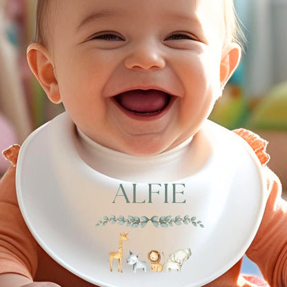 Personalised Zoo Animals Baby Outfit: Bib, Vest, Baby Grow