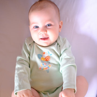 Organic Bamboo Long Sleeve Baby Bodysuit – Ice Cream (Mint) | Bebekish