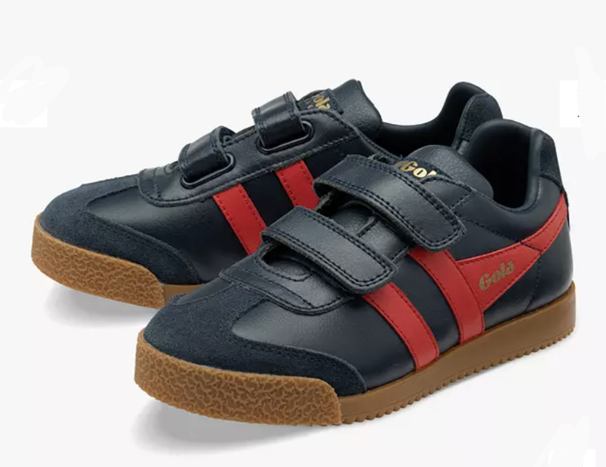 Gola Harrier Navy / Red  Leather Strap Trainers