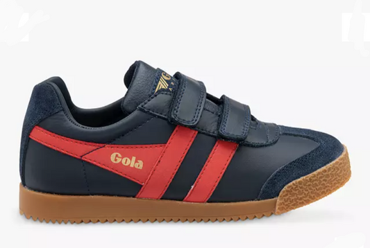 Gola Harrier Navy Red  Leather kids Trainers