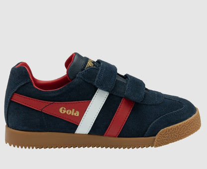 Gola Harrier Navy Deep Red White Suede Kids Trainers