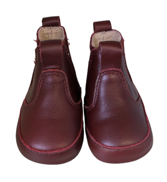 (Sale) Old Soles Bambini Local  Burgundy Baby Booties