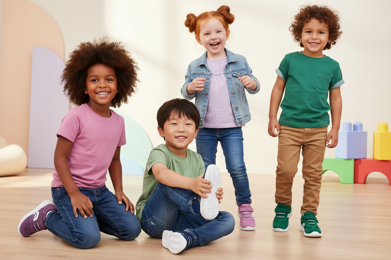 Four Children in GEOX Foot Run Shoes