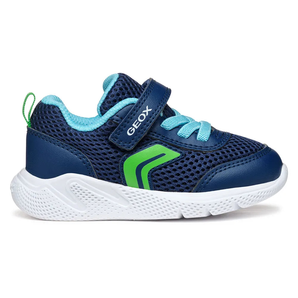 Geox J Sprintye Navy Light Green Velcro Junior Trainers