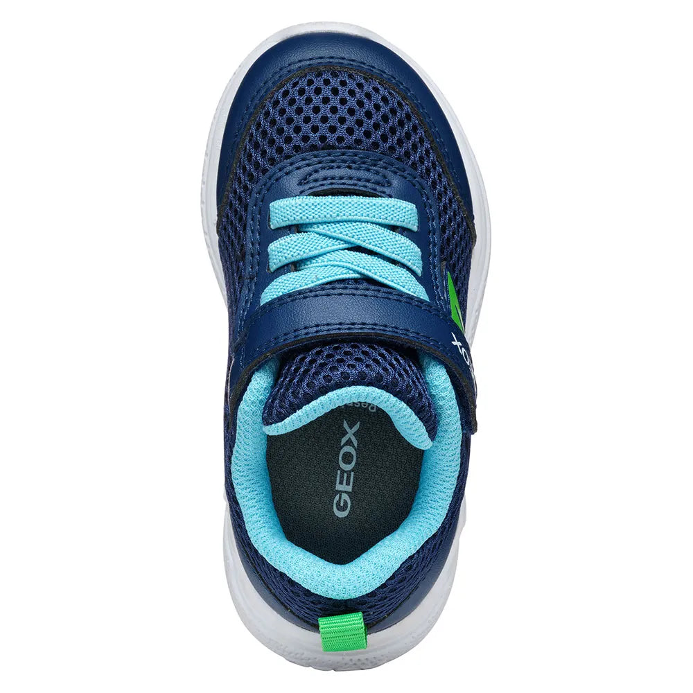 Geox J Sprintye Navy Light Green Velcro Junior Trainers