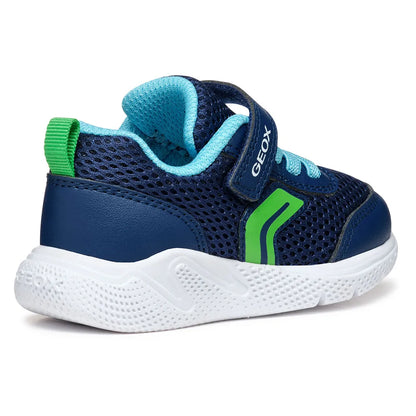 Geox J Sprintye Navy Light Green Velcro Junior Trainers