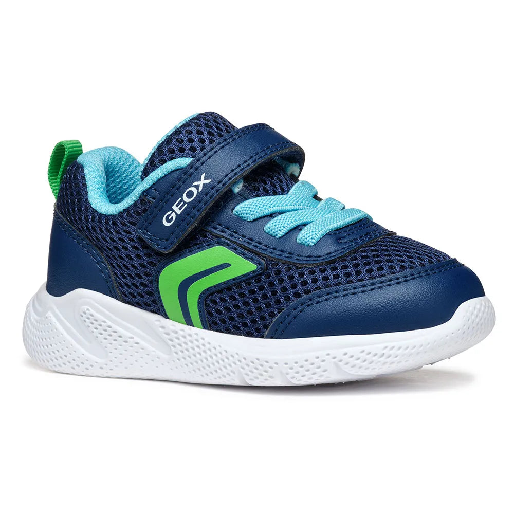 Geox J Sprintye Navy Light Green Velcro Junior Trainers