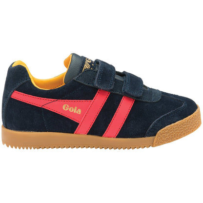 Gola Harrier Navy Sun Red Suede Kids Trainers