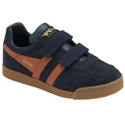 Gola Harrier Navy Moody Orange Suede Kids Trainers