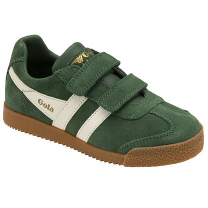 Gola Harrier Evergreen Off White Suede Kids Trainers 