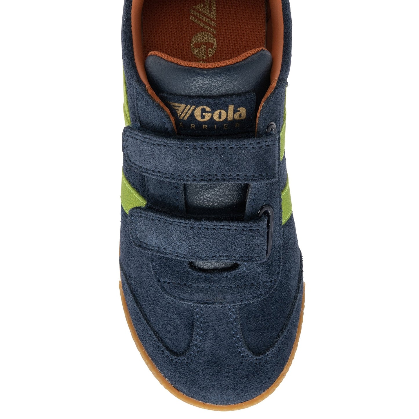 Gola Harrier Navy Zest  Moody Orange Suede Kids Trainers