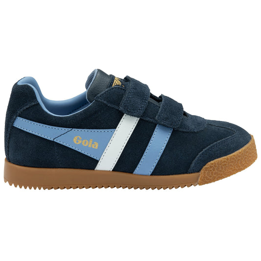 Gola Harrier Navy Vista Blue White Suede Kids Trainers 