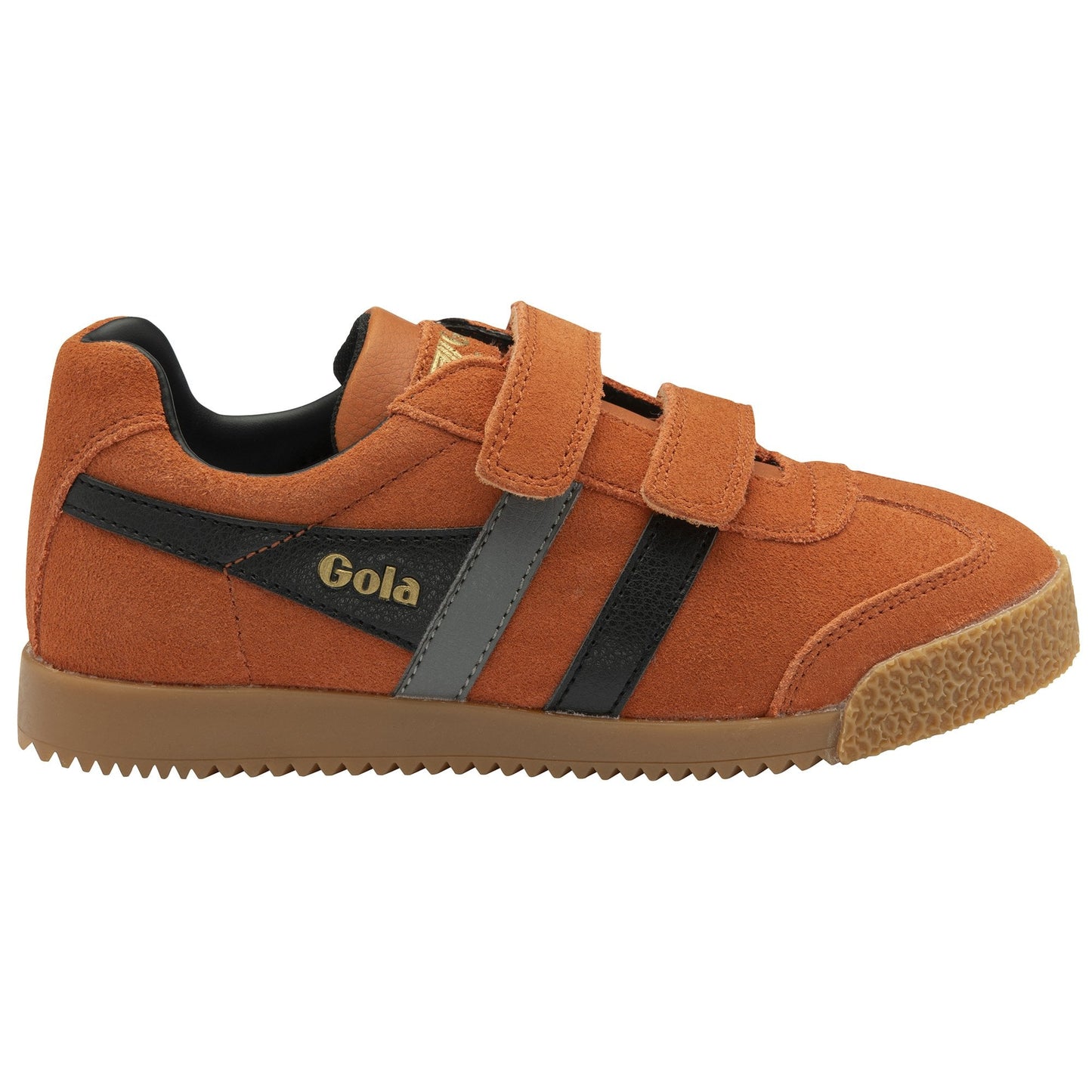 Gola Harrier Moody Orange Black Grey Suede Kids Trainers