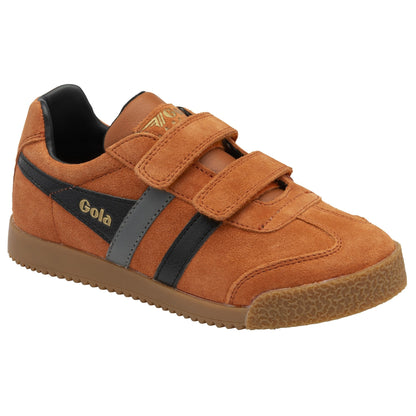 Gola Harrier Moody Orange Black Grey Suede Kids Trainers