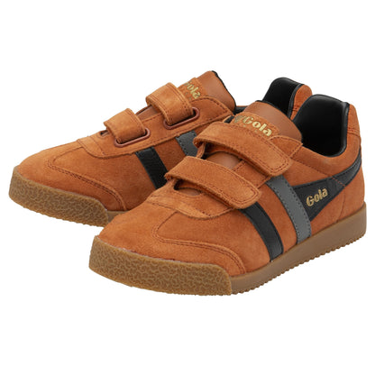 Gola Harrier Moody Orange Black Grey Suede Kids Trainers