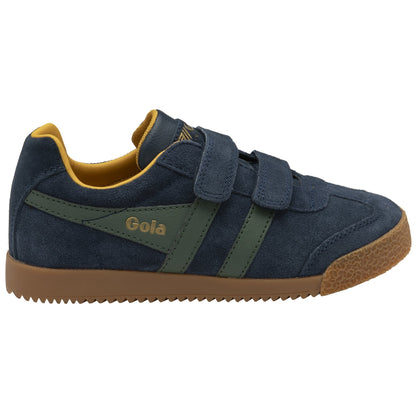 Gola Harrier Navy Sage Sun Suede Kids Trainers