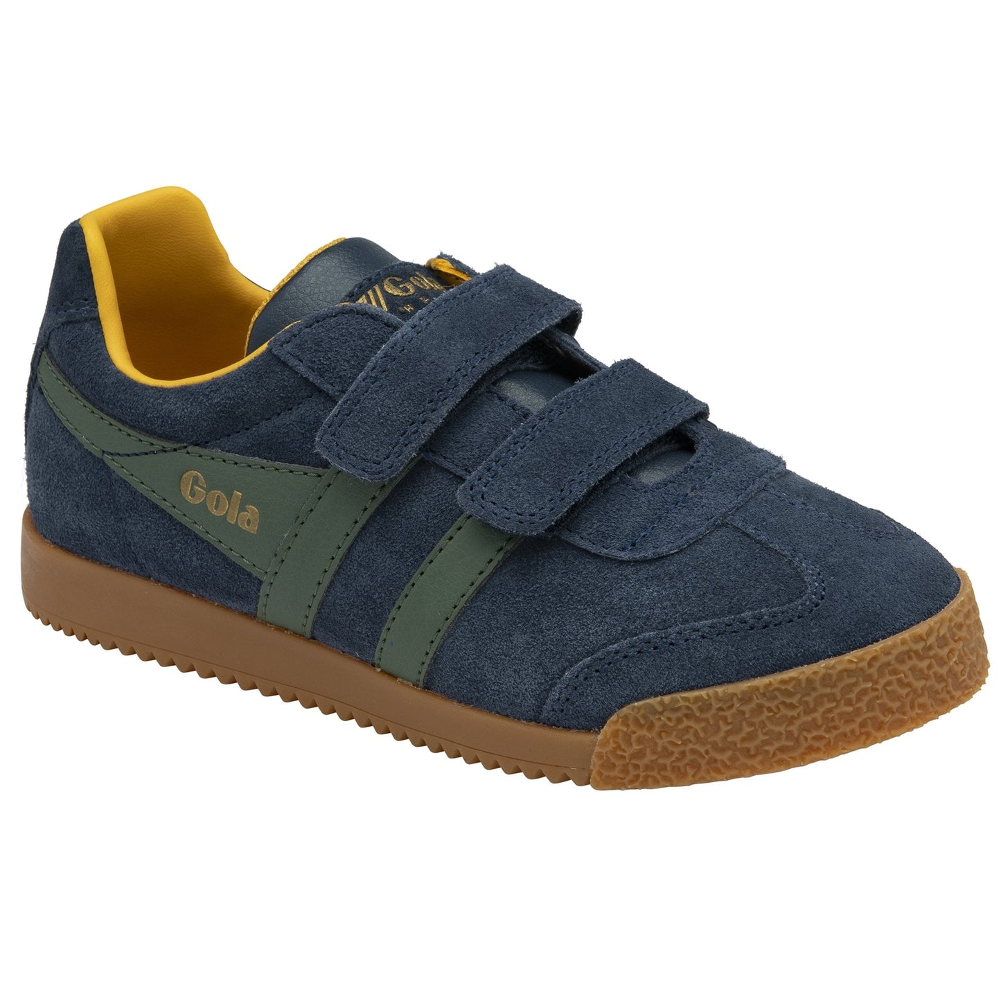 Gola Harrier Navy Sage Sun Suede Kids Trainers