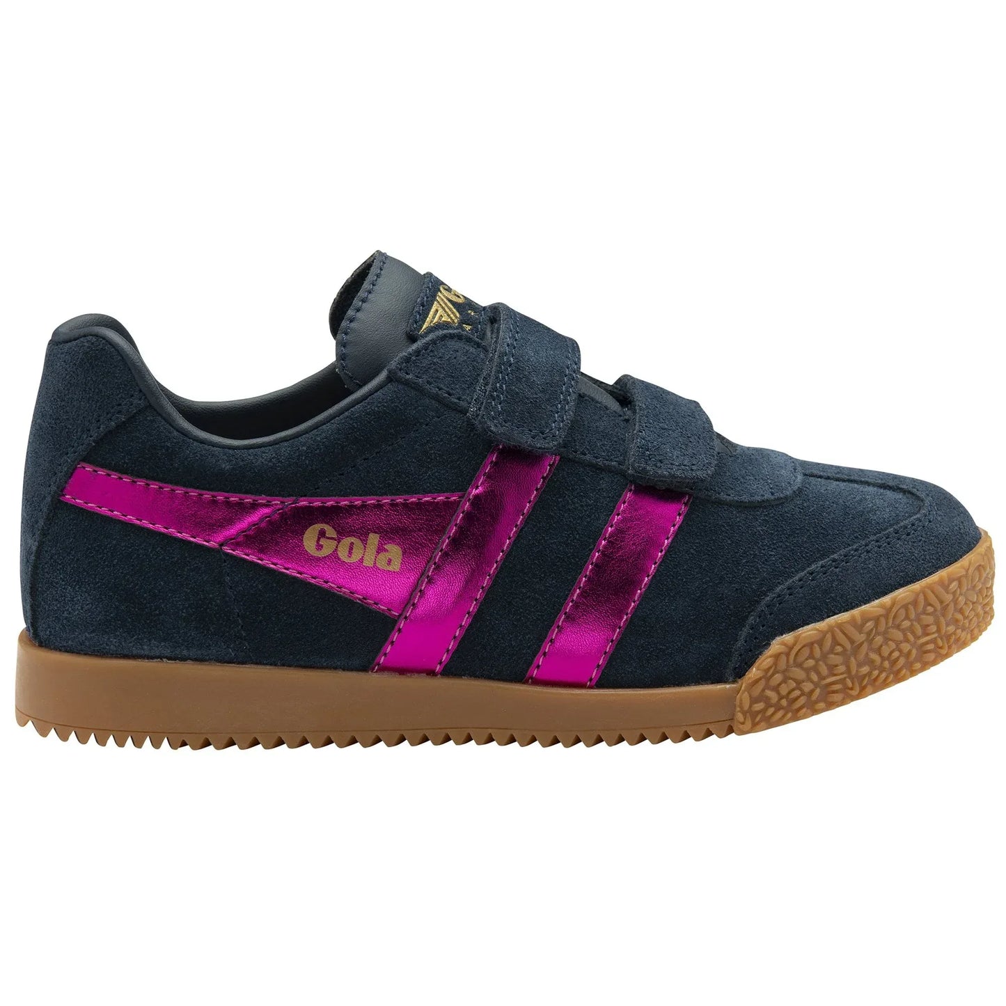 Gola Harrier Navy Fuchsia Suede Kids Trainers - Emmanuelle Marshall Children's Shoes