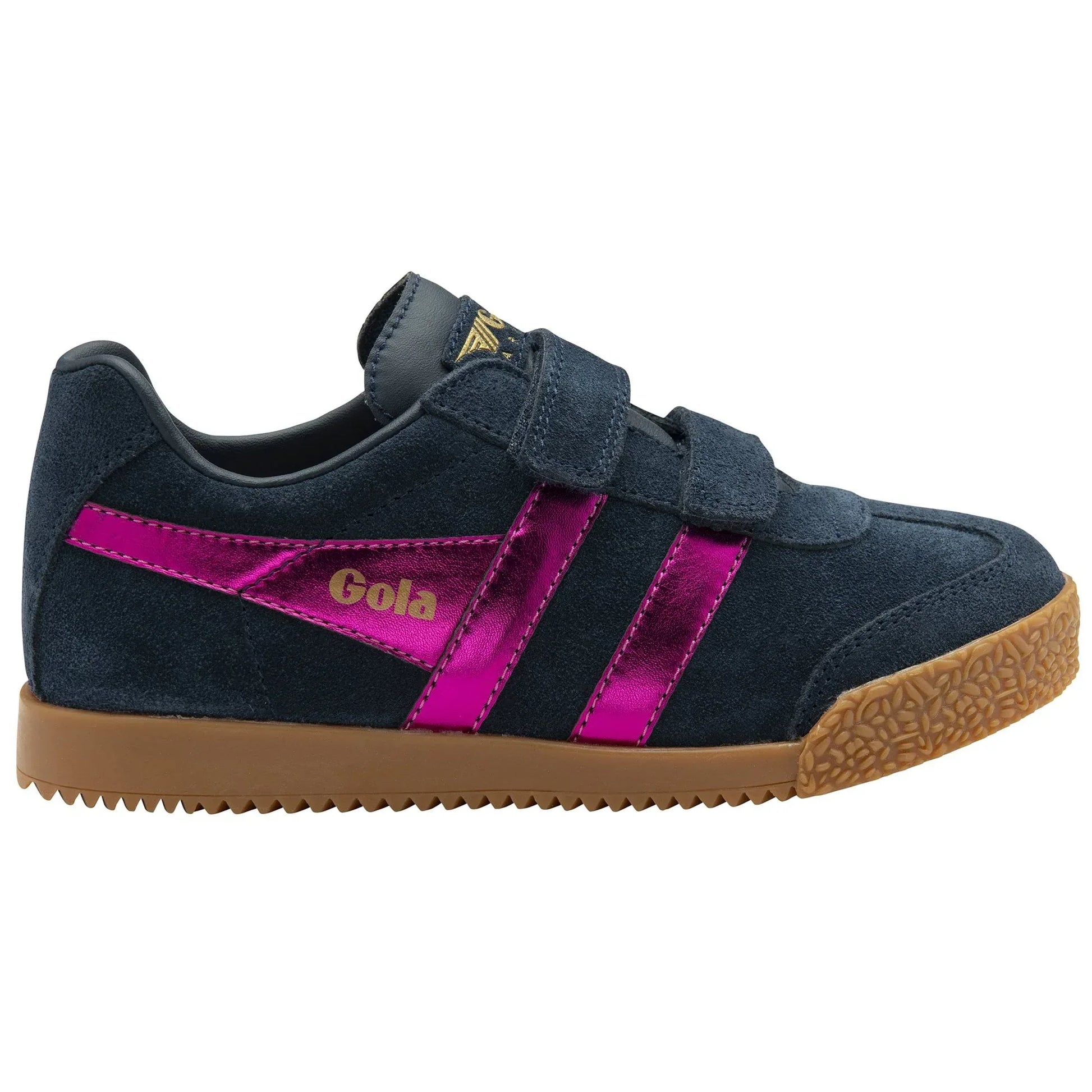 Gola Harrier Navy Fuchsia Suede Kids Trainers - Emmanuelle Marshall Children's Shoes