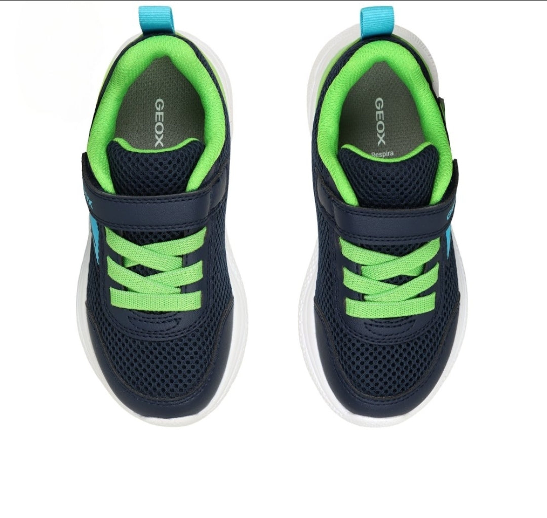 Geox J Sprintye Navy Lime Junior Trainers Emmanuelle Marshall Children's Shoes