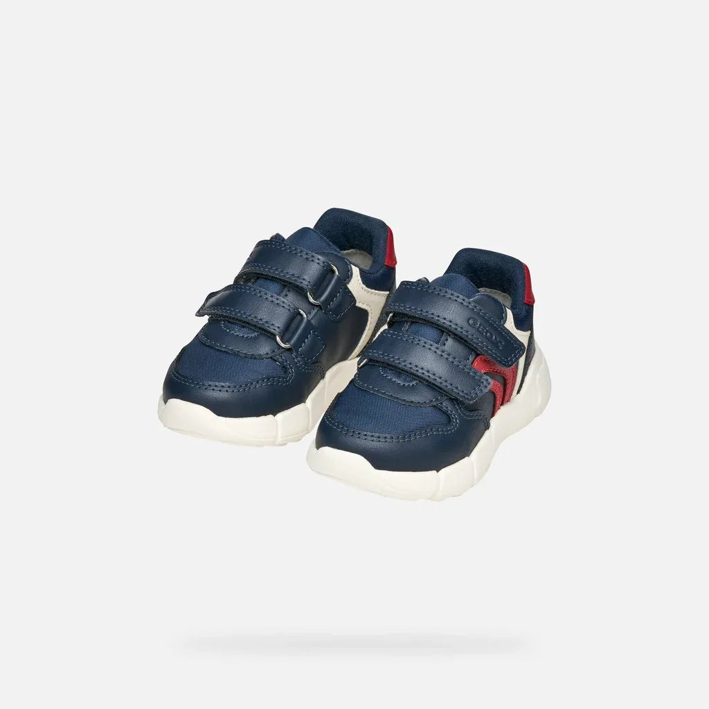 Geox B Flexyper Mini Navy Red Trainers - Emmanuelle Marshall Children's Shoes