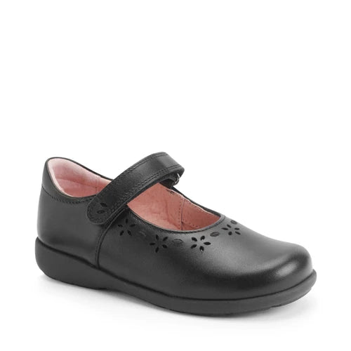 START-RITE  Emily Black Leather Girls School Shoes