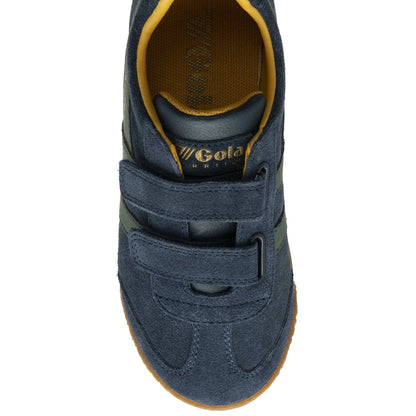 Gola Harrier Navy Sage Sun Suede Kids Trainers - Emmanuelle Marshall Children's Shoes