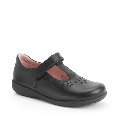 START-RITE Charlotte Black Leather Girls School Shoes