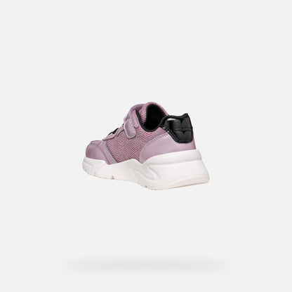 Geox J Loftus Dark Rose Black Girls Trainers Geox