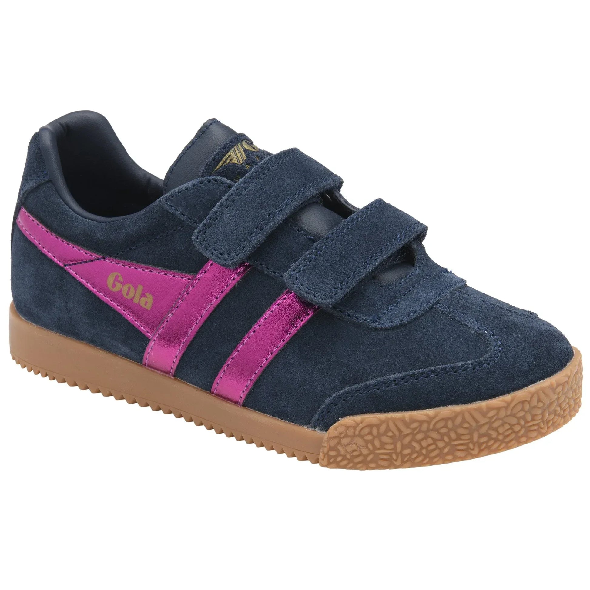 Gola Harrier Navy Fuchsia Suede Kids Trainers - Emmanuelle Marshall Children's Shoes