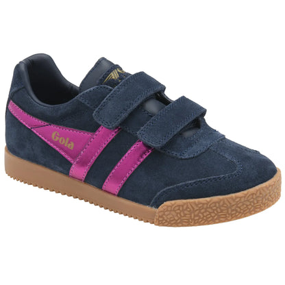 Gola Harrier Navy Fuchsia Suede Kids Trainers - Emmanuelle Marshall Children's Shoes