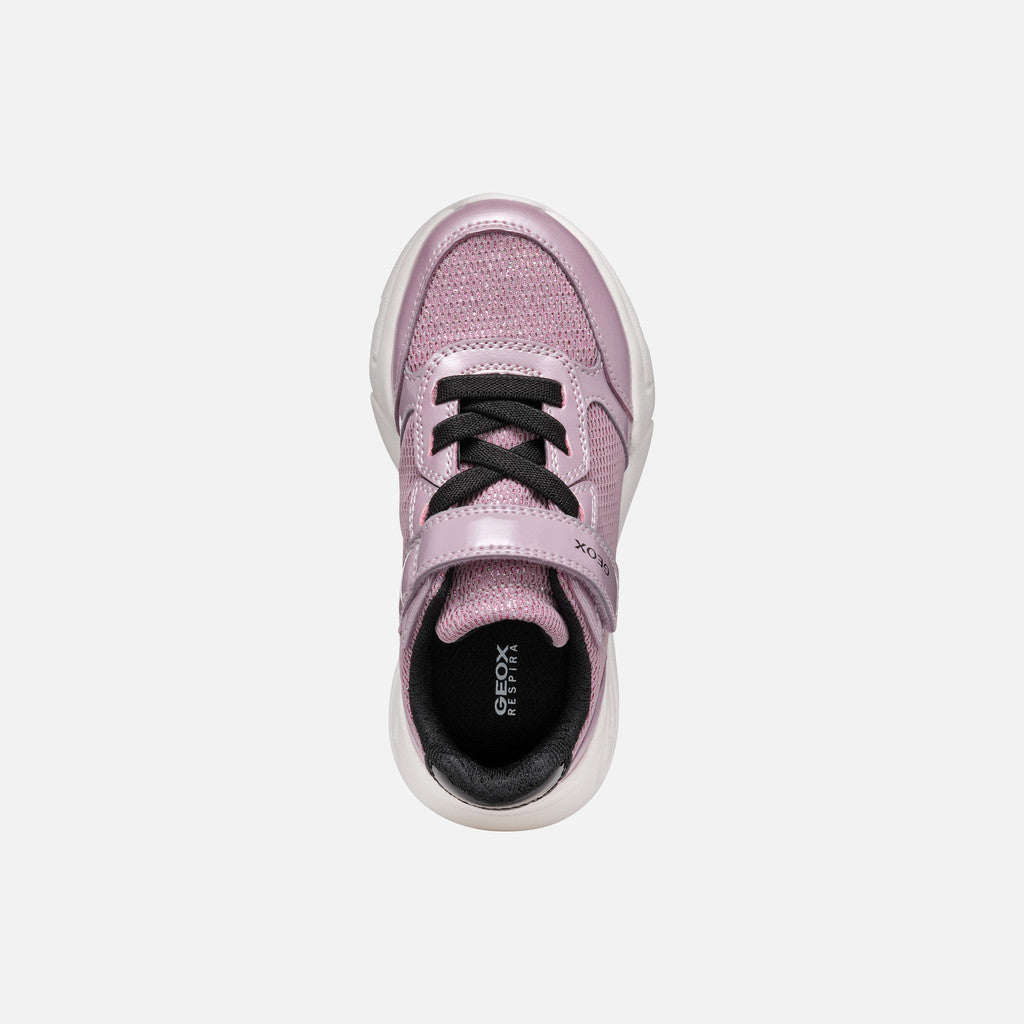 Geox J Loftus Dark Rose Black Girls Trainers Geox