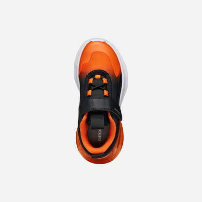 Geox Activart Illuminus Black Orange Lights Trainers Emmanuelle Marshall Children's Shoes