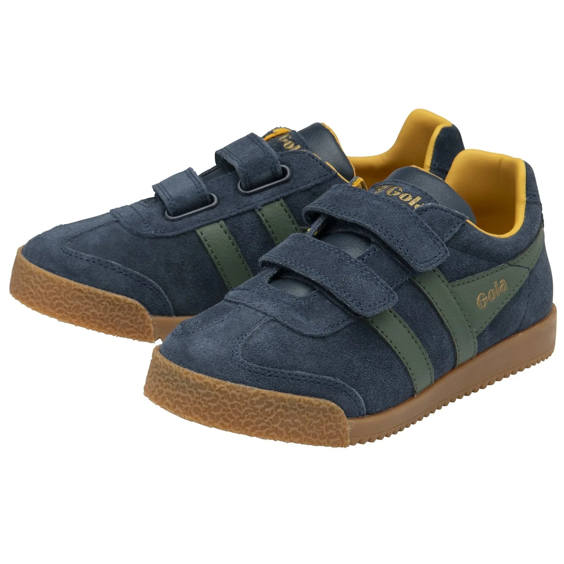 Gola Harrier Navy Sage Sun Suede Kids Trainers - Emmanuelle Marshall Children's Shoes