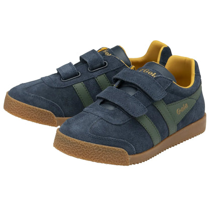 Gola Harrier Navy Sage Sun Suede Kids Trainers - Emmanuelle Marshall Children's Shoes