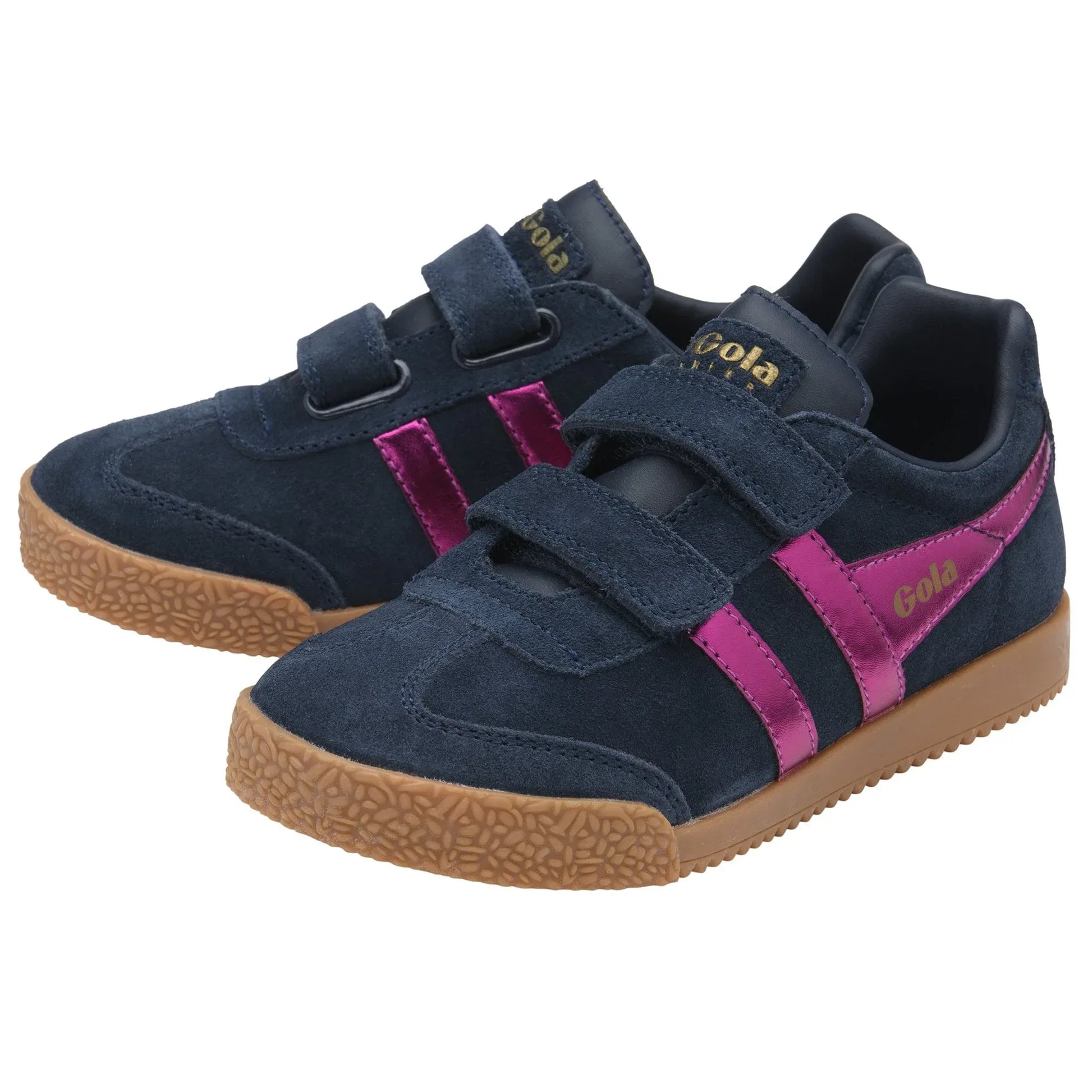 Gola Harrier Navy Fuchsia Suede Kids Trainers - Emmanuelle Marshall Children's Shoes