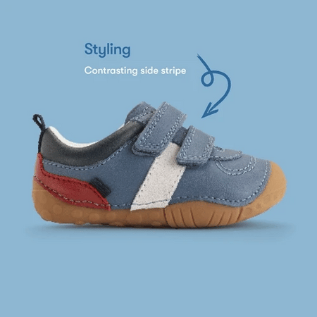 START-RITE Zap Denim Blue Leather Suede Baby Prewalker Shoes