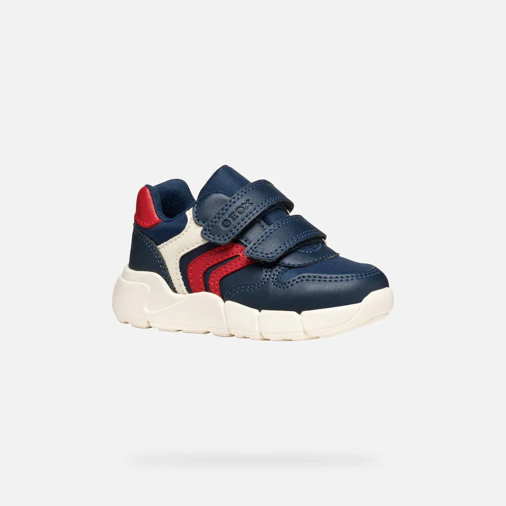 Geox B Flexyper Mini Navy Red Trainers - Emmanuelle Marshall Children's Shoes