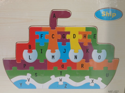 Wooden Ship  Alphabet Colourful Puzzle