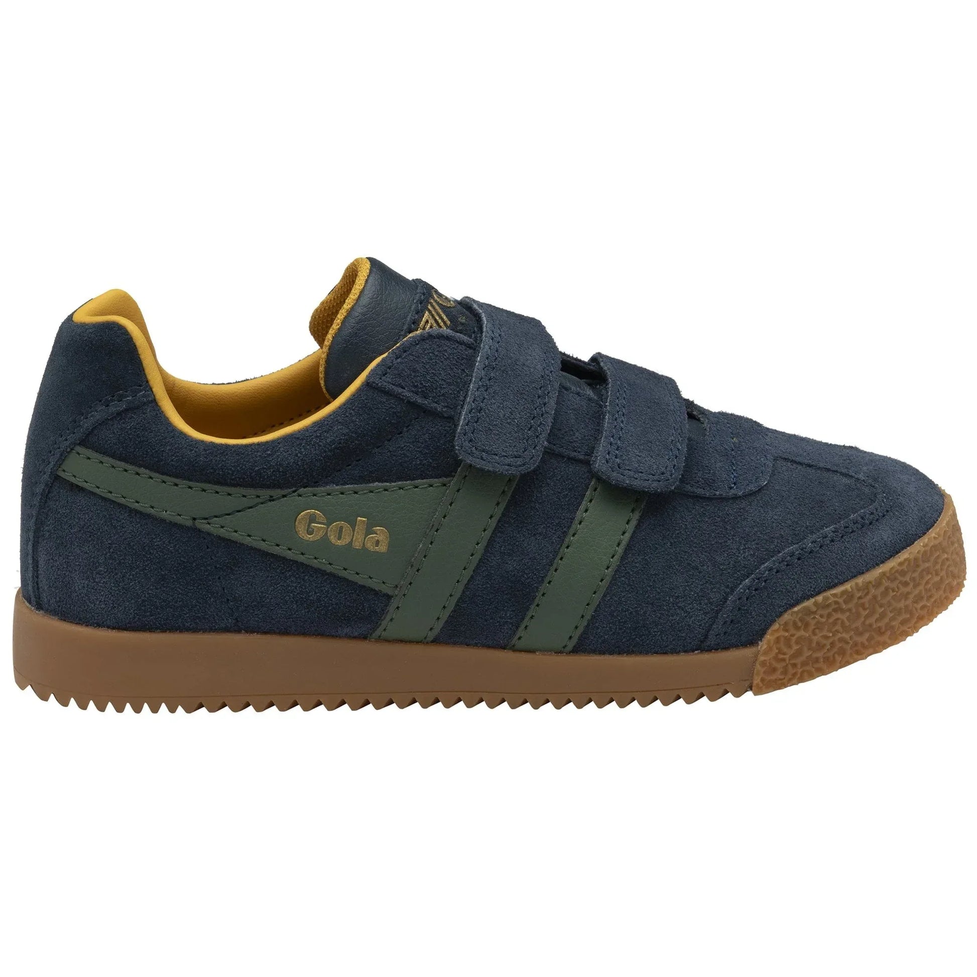 Gola Harrier Navy Sage Sun Suede Kids Trainers - Emmanuelle Marshall Children's Shoes